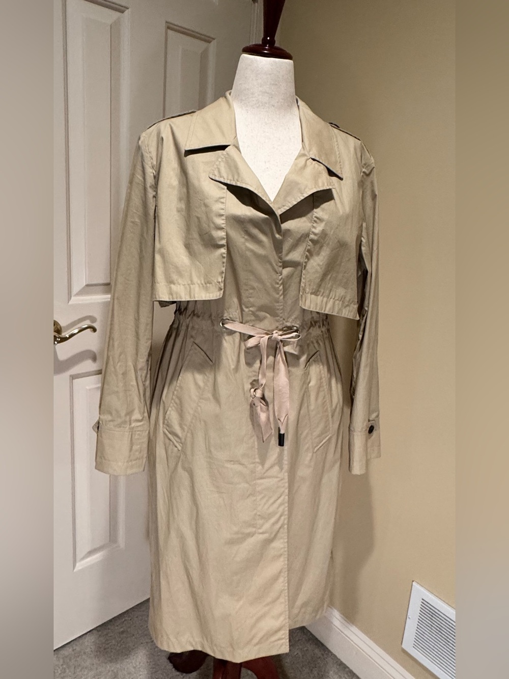 Coach Khaki Trench Coat with Tie Waist